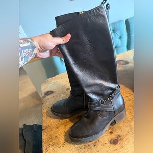 Boden Black Leather Riding Boots